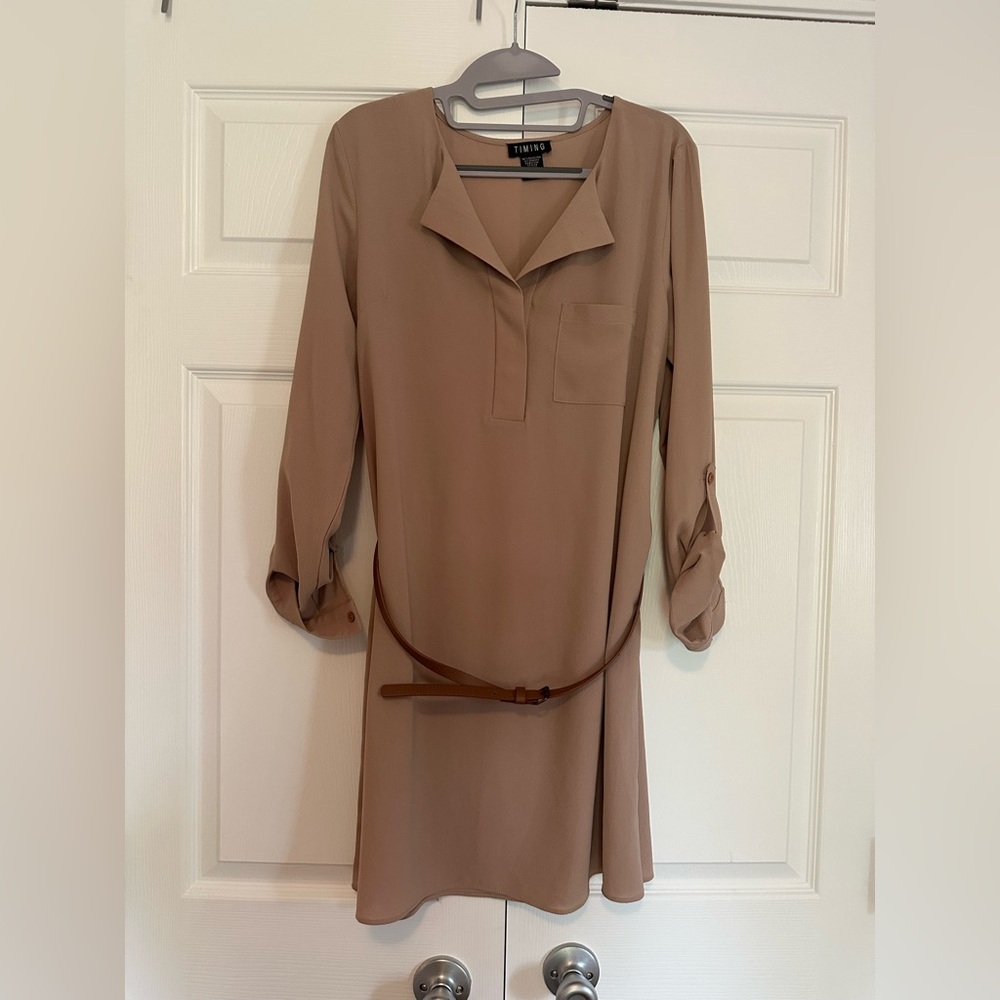 Brown Belted Dress